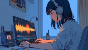 生成AIの動画に別の音声を結合する作業（ffmpeg・音声合成）のイメージ